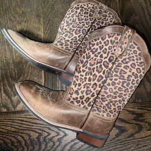 Laredo Brown and Leopard Ankle Boots
